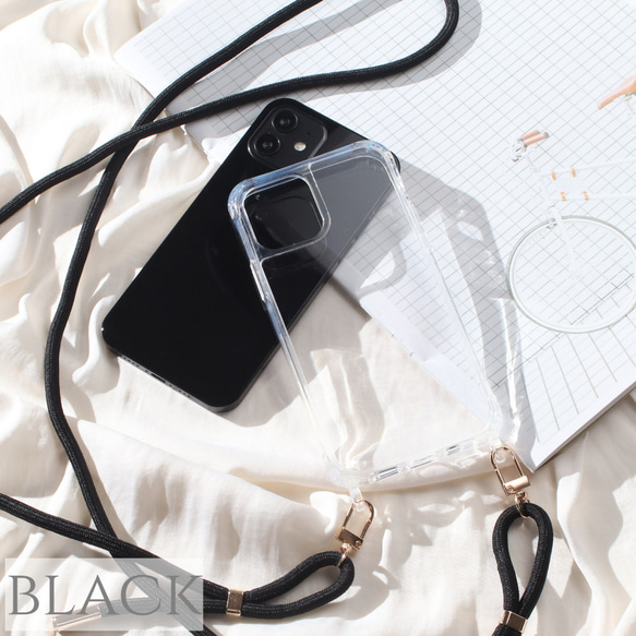 iPhoneケース ショルダー ストラップ付き 16 15 14 13 12 SE クリア 肩掛け おしゃれ シンプル 16枚目の画像