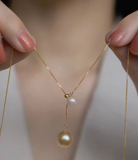 素敵！照り大玉天然あこや真珠8.0mm K18ホワイトゴールドネックレス