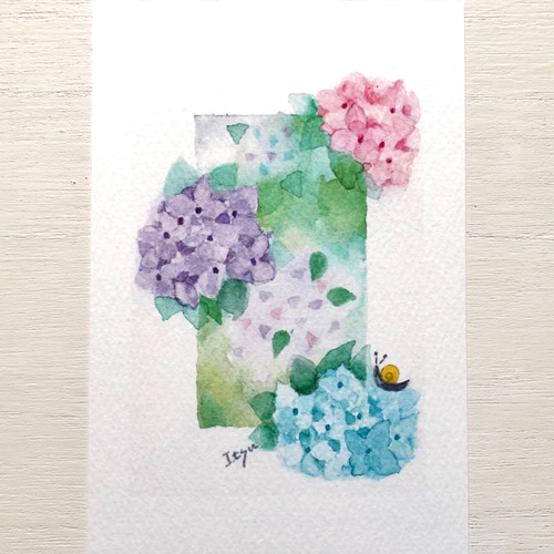 透明水彩画『紫陽花と観る人達』 透明水彩画『紫陽花と観る人達』