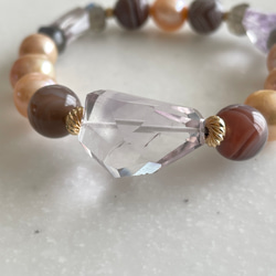 K14GF Amethyst and Botswana Agate Stretch Bracelet 第3張的照片