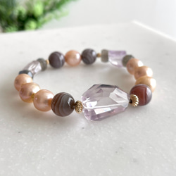 K14GF Amethyst and Botswana Agate Stretch Bracelet 第1張的照片