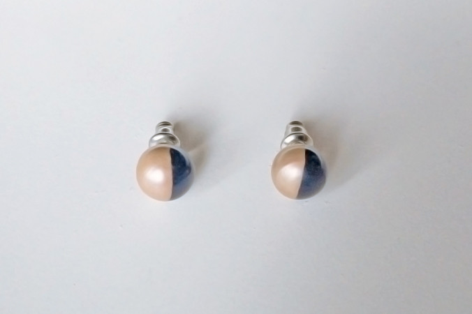 黒パール×シルバー蒔絵ピアス size-S 4,648円