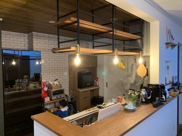 アイアン家具　ラック　吊り棚　天井　キッチン　シェルフ　おしゃれ　鉄筋　男前 楽天市場】アイアン 吊り 棚（キッチン収納｜収納家具