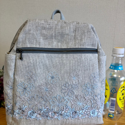 大人のリュック リネン×レース 水色系 リュック・バックパック tumugi  