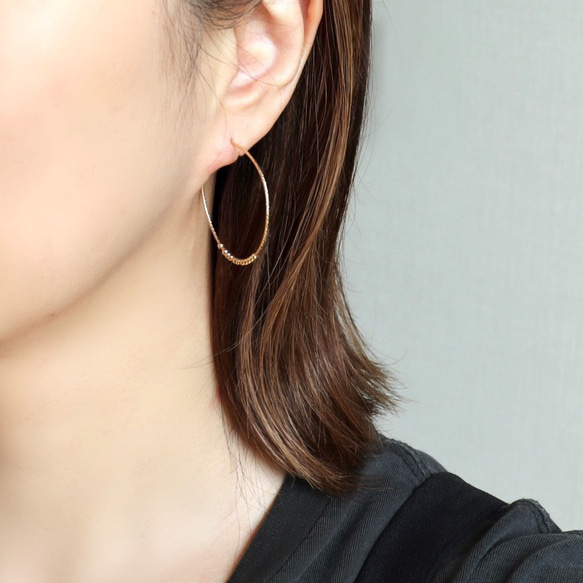 14kgf】*30mm*Sparkle+minimum beads* フープピアス ピアス