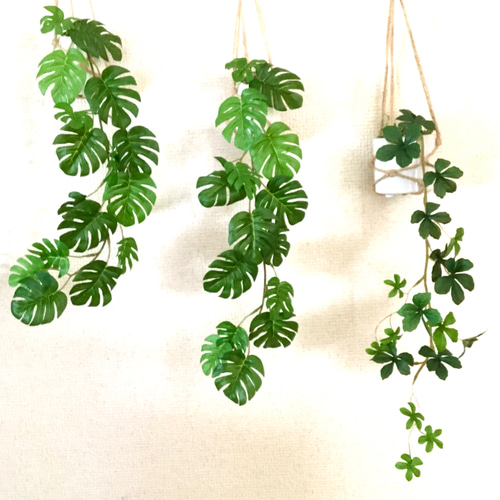 ミニモンステラのハンギングプランツ (中央・1個)フェイクグリーン