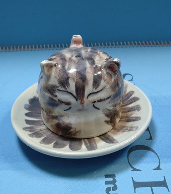 備前焼　猫カップ&ソーサー 備前焼 猫カップ&ソーサー