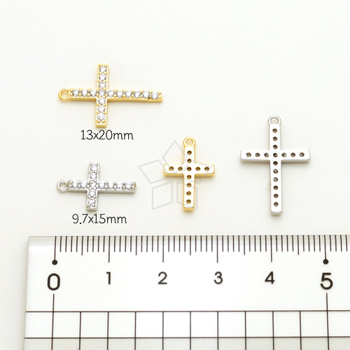 2個入り】（L）ベルエポック十字架チャーム、15㎜、クロスネックレス 