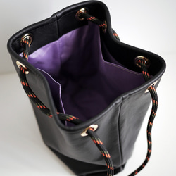 ［new・ストラップが選べます］レザーきんちゃくバッグ ブラック 7枚目の画像