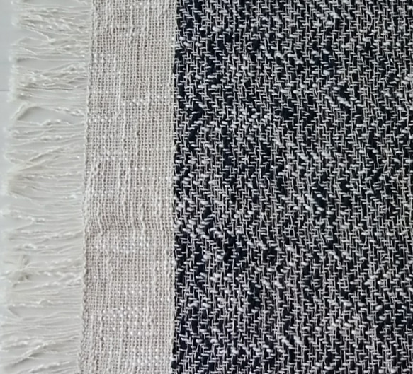 手織ティーマットD (ランチョンマット、紺色のジグザグ柄) 4枚目の画像