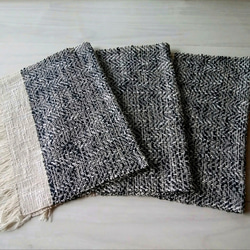 手織ティーマットD (ランチョンマット、紺色のジグザグ柄) 6枚目の画像