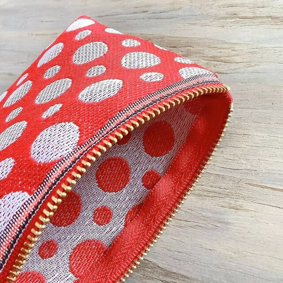 畳縁　口罩小袋　筆盒　日式　波爾卡圓點　紅色的 第5張的照片