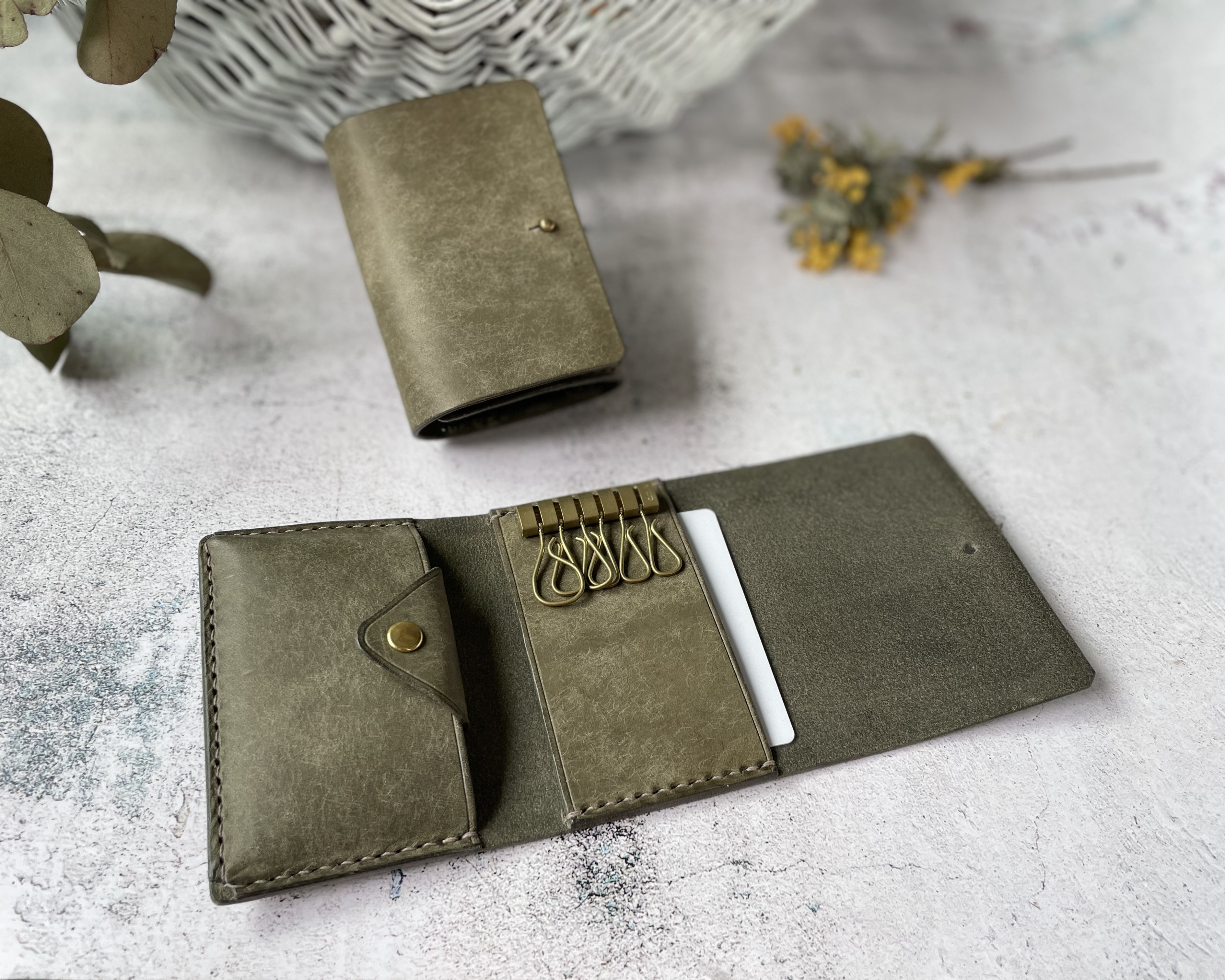 イタリアンレザー★キーケース★カードケース付き【カラーオーダー】【受注制作】｜詳細画像