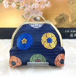 ハンドメイド リボンのがま口マルチケース ポーチ かぎ編み 母子手帳