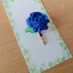 【ハンドメイド】青薔薇 ポニーフック 3枚目の画像