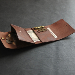 お札が折らずに入る折財布☆イタリアンレザー☆カラーオーダー(受注