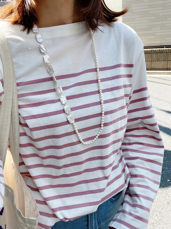 14kgf レクタングルパールロングネックレス 12枚目の画像