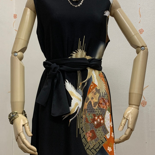 着物リメイクワンピース3536 着物ドレス 着物リメイクワンピース no.4