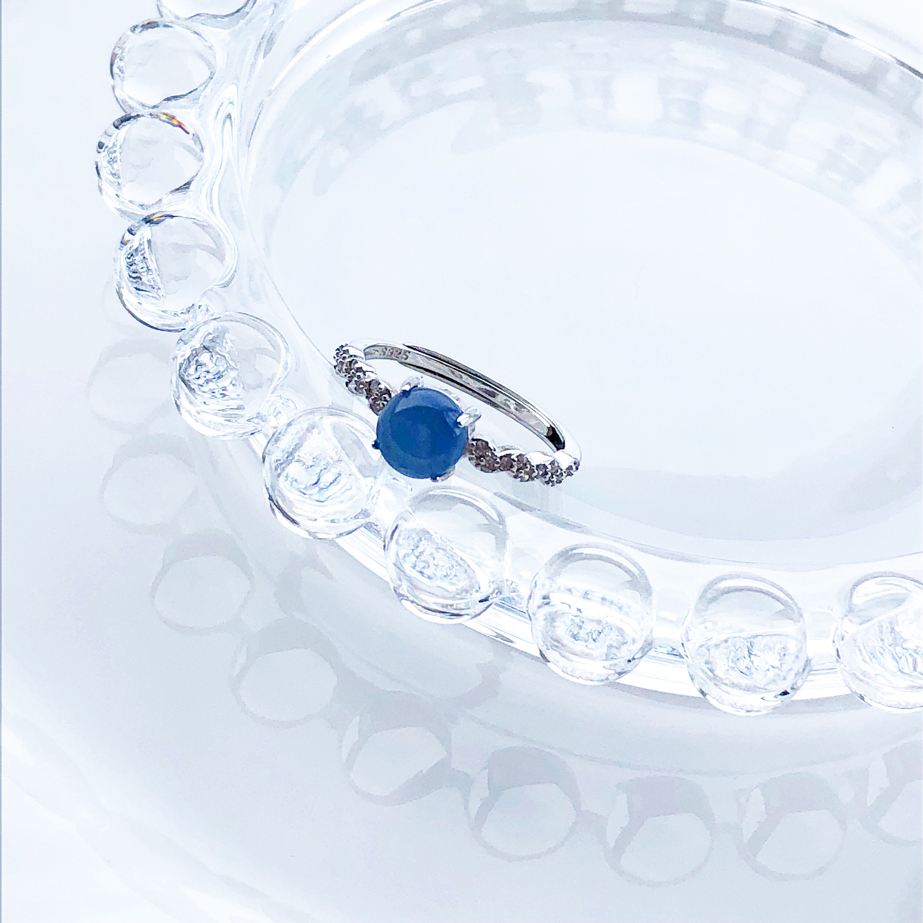 silver925 カイヤナイト〜カボションo○☆エトワールリング【天然石Lサイズ】