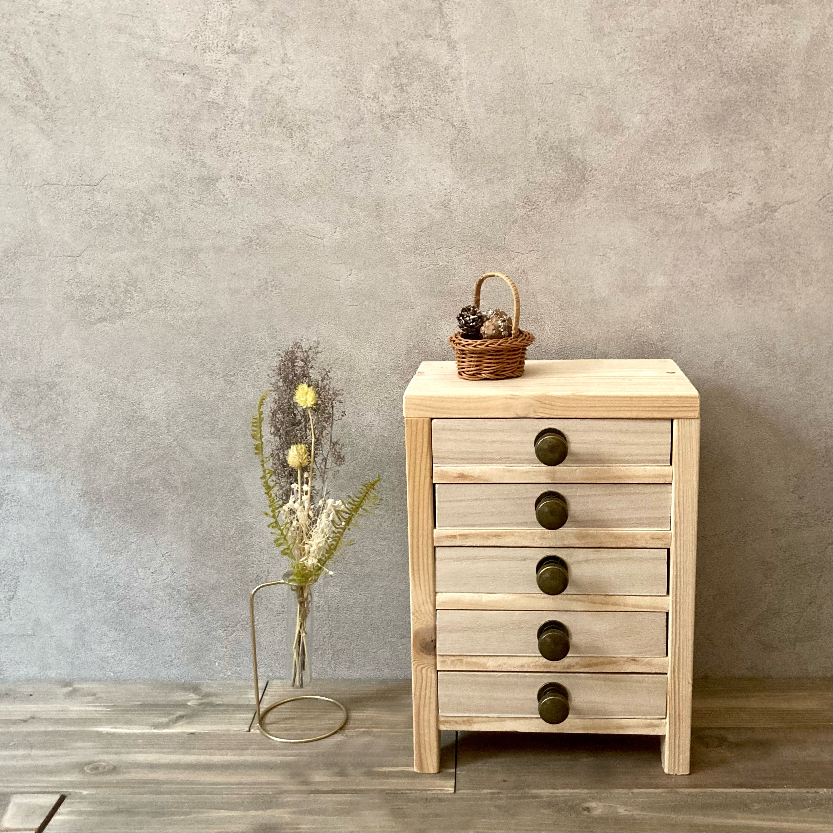 アクセサリー収納　引き出し収納　木製 5段 アクセサリーケース　収納ボックス　ジュエリーボックス  　ナチュラル