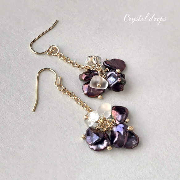 淡水罌粟珍珠耳環（耳環）紫色 | 古風優雅別緻紫色 第1張的照片