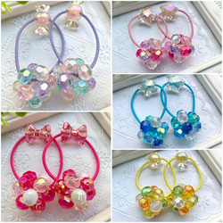 ビーズ ヘアゴム キッズ 子供 髪ゴム 夏 ビーズボール コットンパール