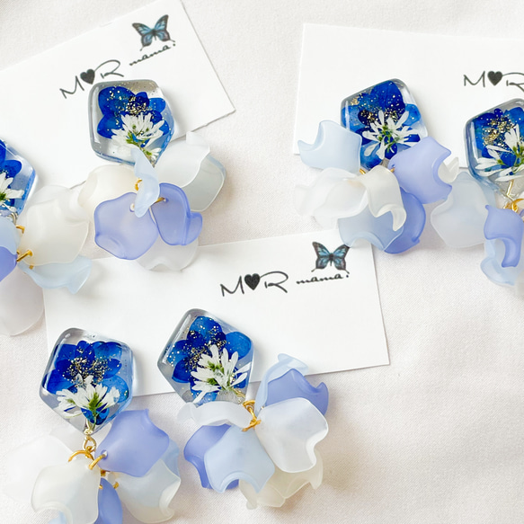 紫陽花 ドライフラワー × ブルー アクリル フラワー 花びら 