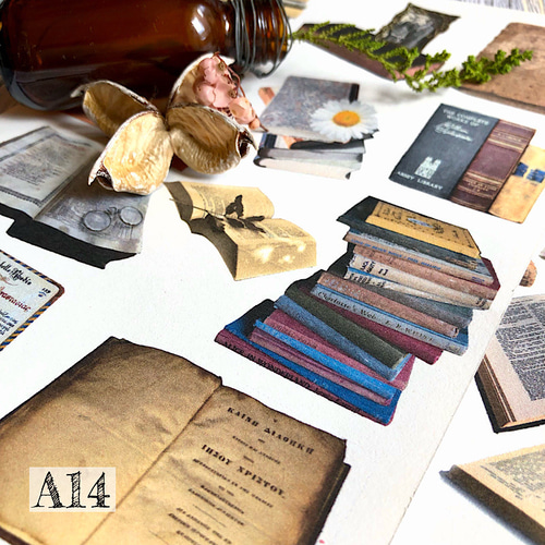 送料無料【A14 コラージュ素材】紙モノ 本 メモ ジャーナル