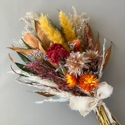 秋色ドライフラワースワッグ ブーケ 前撮り 誕生日プレゼント 新築祝い