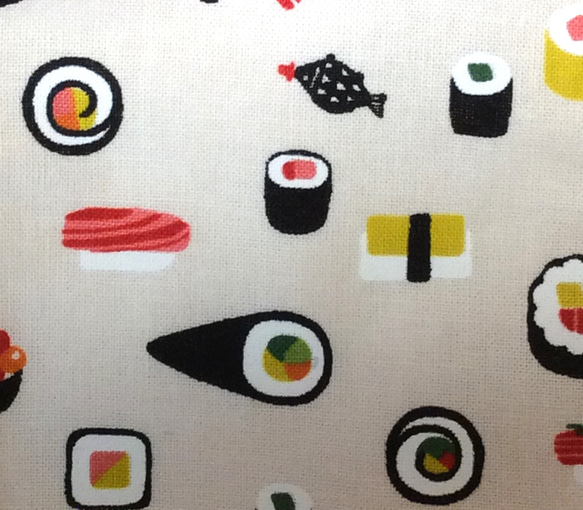 送料無料 立体 布マスク ハンドメイド かわいい 寿司 すし 食物 えび  いくら 和柄 生成り色系 (裏地白) 着物 6枚目の画像