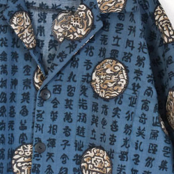 半袖 アロハシャツ オープンカラーシャツ 着物リメイク 漢字 龍 ドラゴン 中国 4枚目の画像