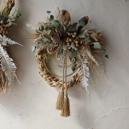 【58】フラワーリース　しめ縄　しめ縄リース　お正月飾り　しめ飾り 58】フラワーリースしめ縄しめ縄リースお正月飾りしめ飾り