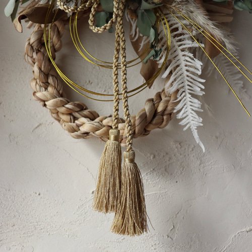 無垢のしめ縄2026】しめ縄リース / ドライフラワー しめ飾り しめ縄