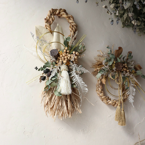 無垢のしめ縄2026】しめ縄リース / ドライフラワー しめ飾り しめ縄