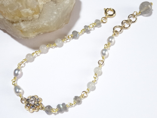 ヴィンテージフィリグリーとラブラドライトのプチブレスレット