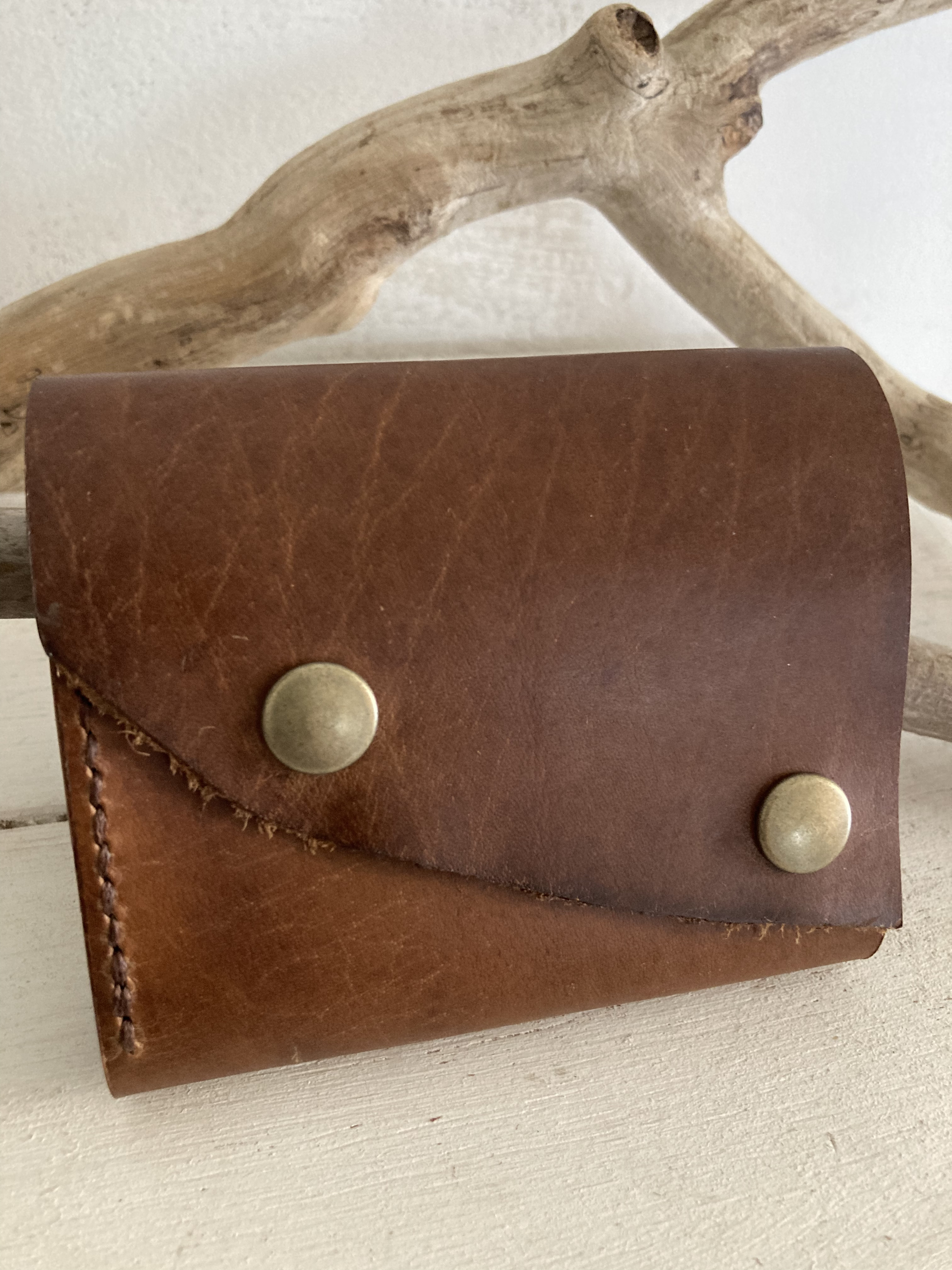 財布　革財布　ハンドメイド　コーヒー染め　#02