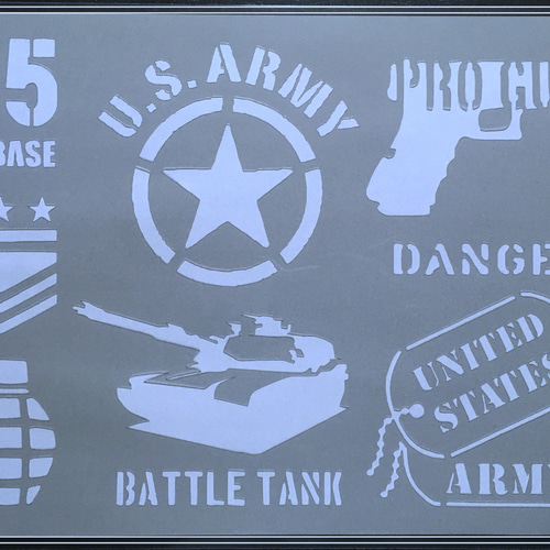 No.57】 ハンドメイド ステンシルシート アメリカ 陸軍 ミリタリー