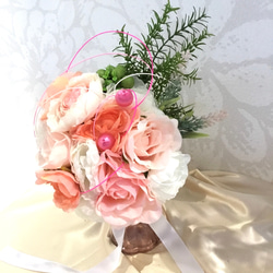 ブーケ ブートニア　ウェディングブーケ　結婚式　クラッチブーケ　水引　和風　花嫁　ピンク　ウィディング　ブライダル　結婚 4枚目の画像