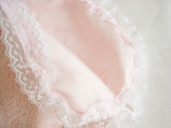 エレガントレースの巾着(ピンク） 3枚目の画像