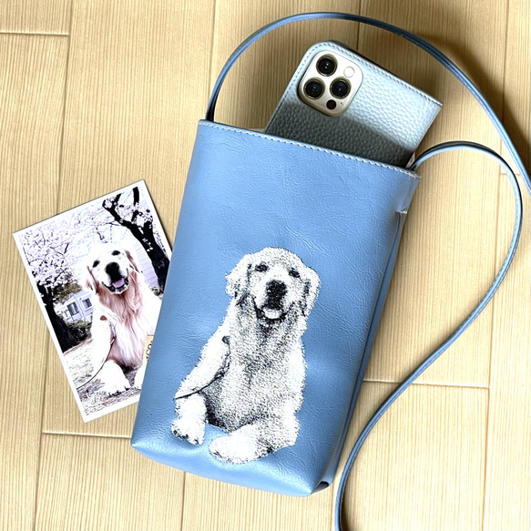 NEW‼【オーダーメイド】ペットのお写真から作る刺繍のスマホショルダー