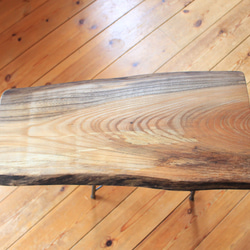 天然木　ケヤキの一枚板のサイドテーブル　アイアン　飾り棚　一点もの⑥ 10枚目の画像