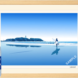 A3サイズ「江の島とサーファー」ケンコー（ナチュラル） 3枚目の画像