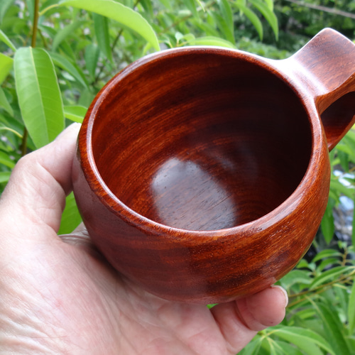 美品】良岳氏作 木製コーヒーカップ けやき・花梨（2脚セット