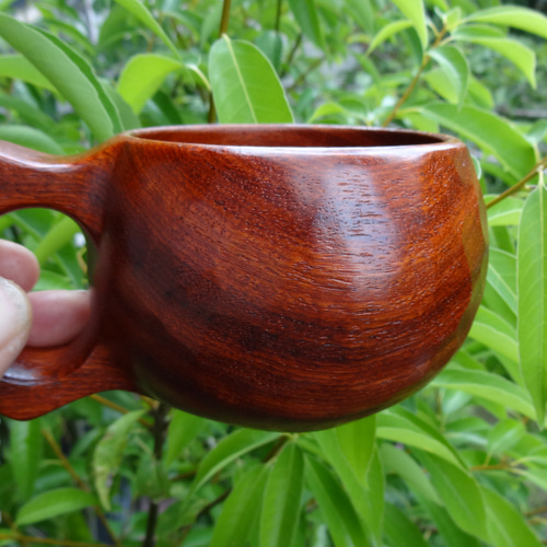 赤い花梨の木の一木彫りコーヒーカップ マグカップ 良岳 通販 14166858