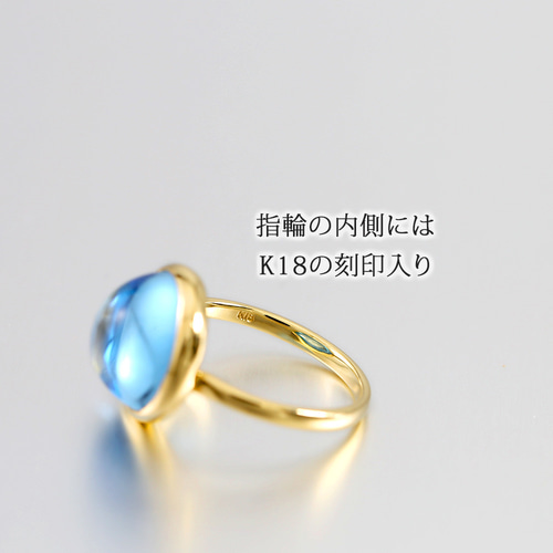 18金　ブルートパーズ　ラウンドカットリング ロンドンブルートパーズ＆ダイヤモンド K18リング ラウンド