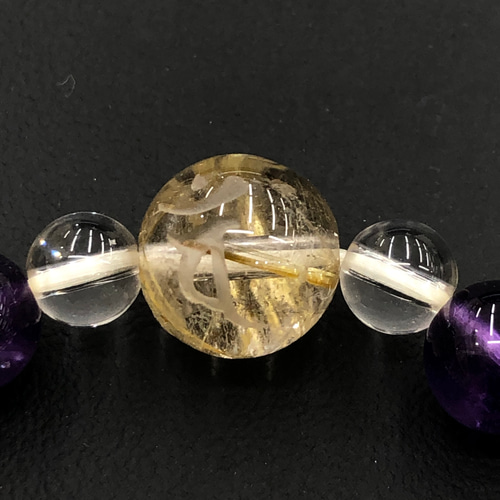 ルチルクオーツ アメジスト パワーストーンブレスレット 内径約