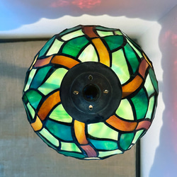 【送料無料】ステンドグラス ナイトランプ（フラワー＆リーフ） オールハンドメイド 7枚目の画像