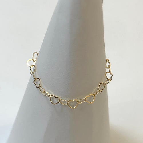 K18 ハートチェーンリング 18金 イエローゴールド レディース 指輪