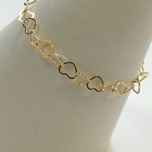 K18 ハートチェーンリング 18金 イエローゴールド レディース 指輪