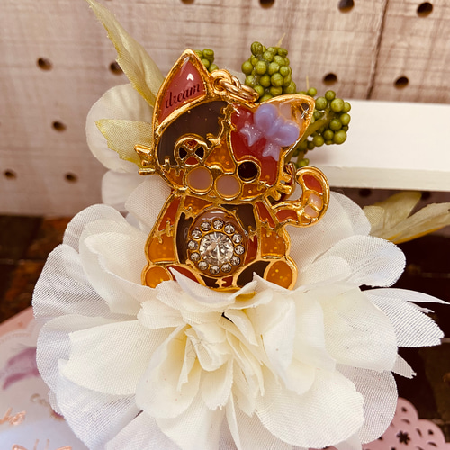 レジンキーホルダー つぎはぎねこ 【YK902】 キーリング